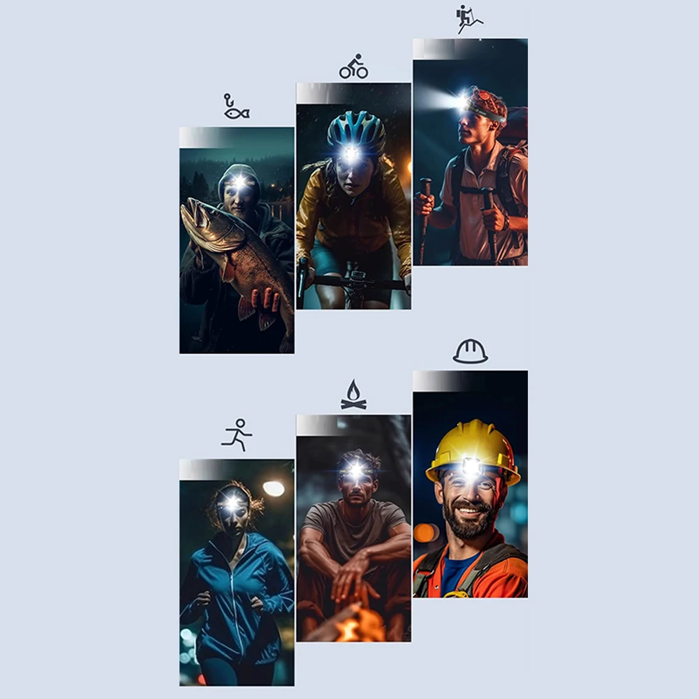 

Multifunctional Head Torch 4 Light Modes Mini COB LED Headlight Type C USB Charging Adjustable Angle for Camping Running Hiking