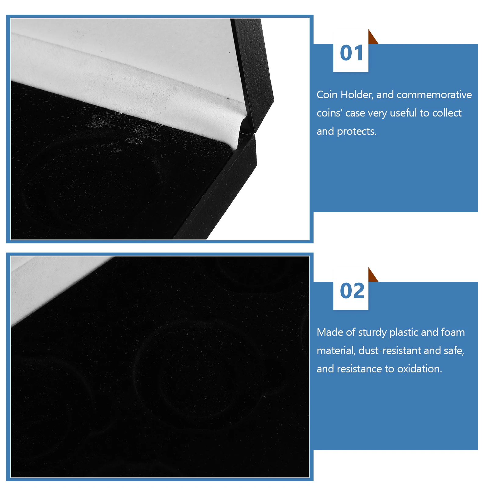 5pcs Holder For Commemorative Coins Multi-Slots Plastic Box Anti-Scratch Storage Case Portable Display Box Household Coin