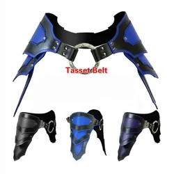 Medieval Steampunk PU Leather Belt Faulds Tasset Viking Pirate Knight Leg Armor Cosplay Costume Skirt Men Women Larp Accessoy