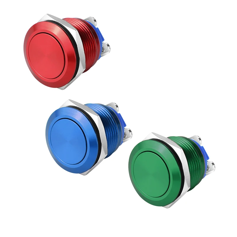 YZWM 19mm Metal Button Switch Access Control Switch Spherical High Head Flat Arc Circle Start Self Reset Switch Screw Bottom image 4