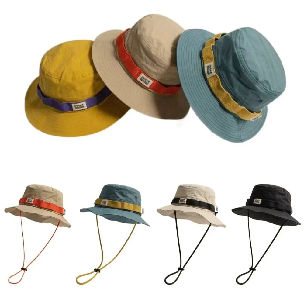 Sonnenhut mit großer Krempe, Kontrast-Vintage-Fischerhut für Damen und Herren, Sommer-Outdoor-Camping-Bergsteigerhut