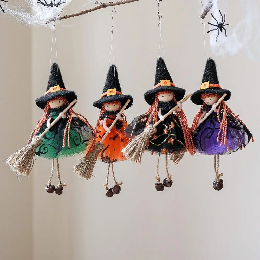 Multicolor Halloween Hanging Decoration Cartoon Pumpkin Ghost Scene Dress Up Hanging Pendants Riding a Broomstick Witch