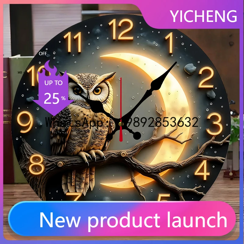 

LYY Moonlight Night Wooden Silent Hanging Wall Clock, Suitable For Living Room, Office, Study Room, Bedroom, Home Decoration