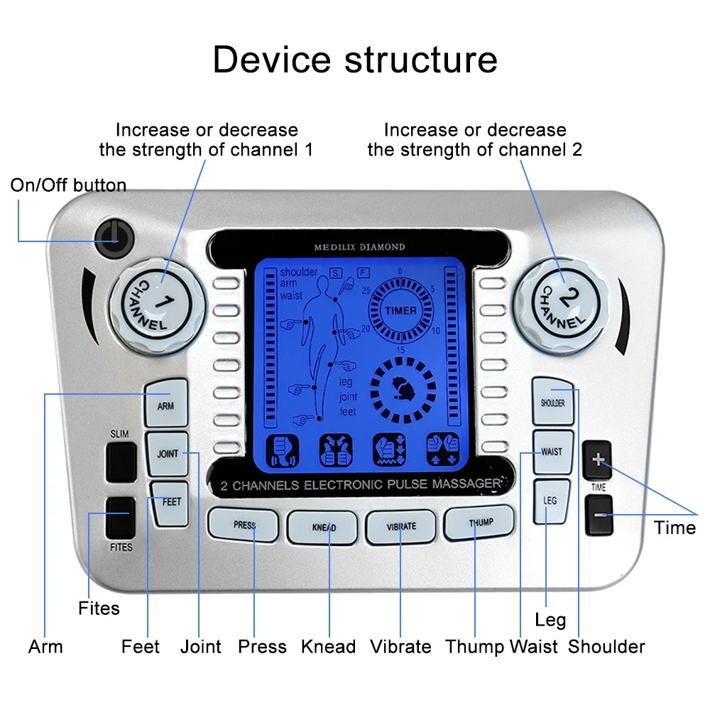 EMS Eletric Muscle Stimulator Relieve Fatigue Massage Relax Neck Back Leg Pain Relief Tens Low Frequency Therapy Slimming Device