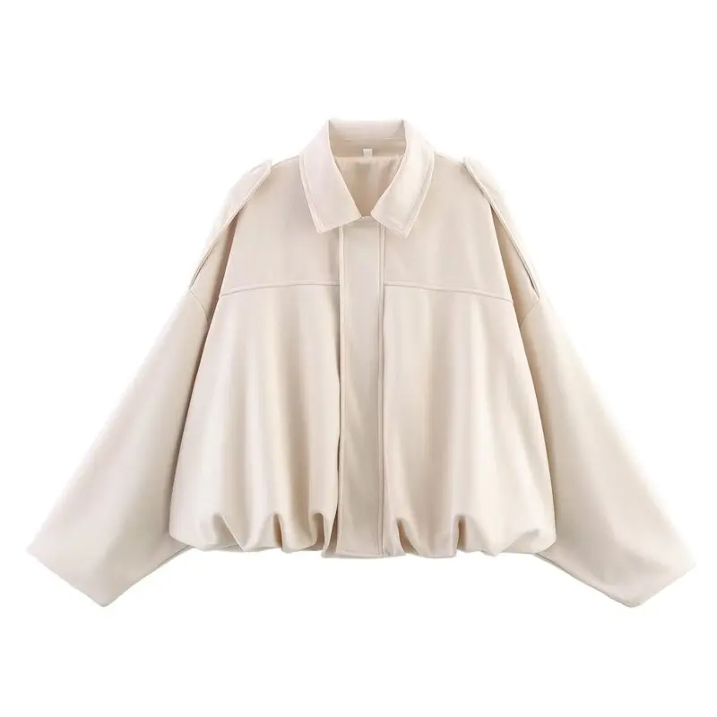 

Spring 2025 Women's Velvet Feel Pilot Jaet Coat New Arrival Casual Loose Fit Classic Collar ort Outerwear
