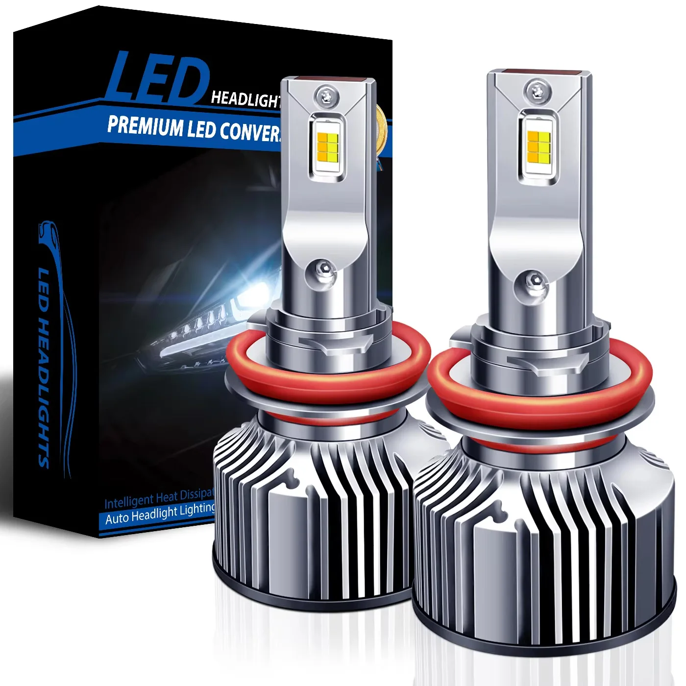 

2PCS Dual Color H11 LED Headlight Bulbs, Switchable Yellow/White for H8 H9 H16JP - All-Weather Headlight & Fog Light Combo