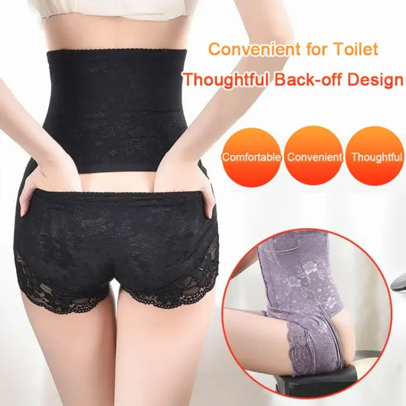 Veimia Women\'s Slimming Shapewear Highwaist hip lift belly control body shaping underwear Female Jacquard Lace Corseted Panties