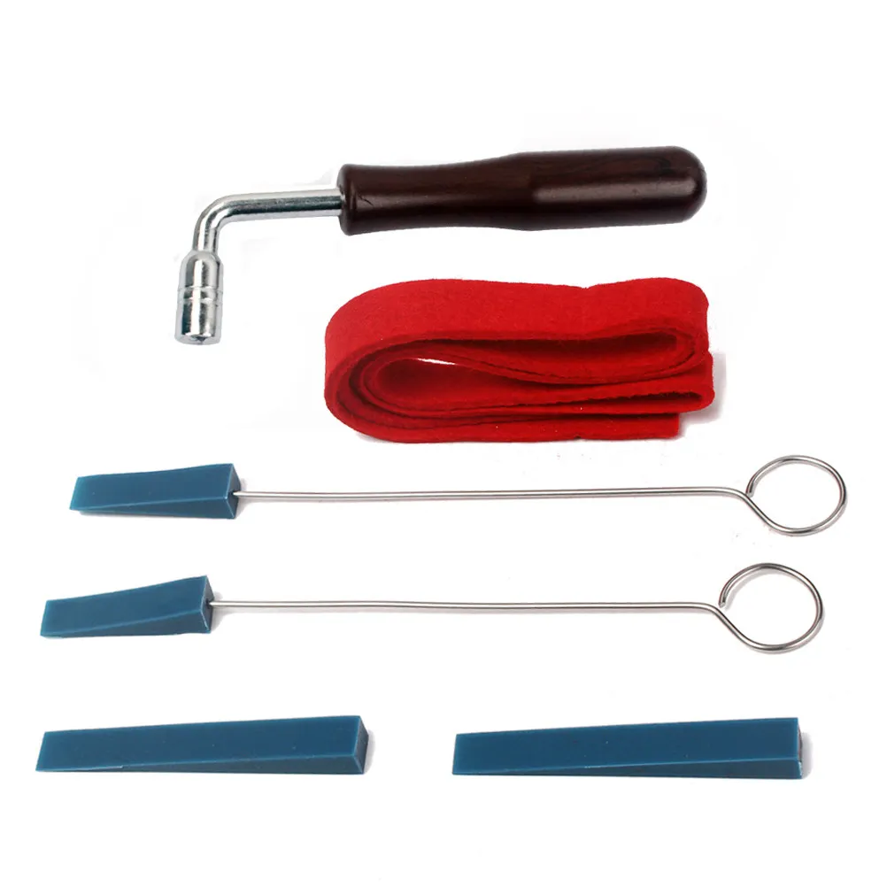6Pcs Piano Tuning Lever Tools Kit Rubber Mute Hammer Wooden Handle Piano Part for Students DIY Repair