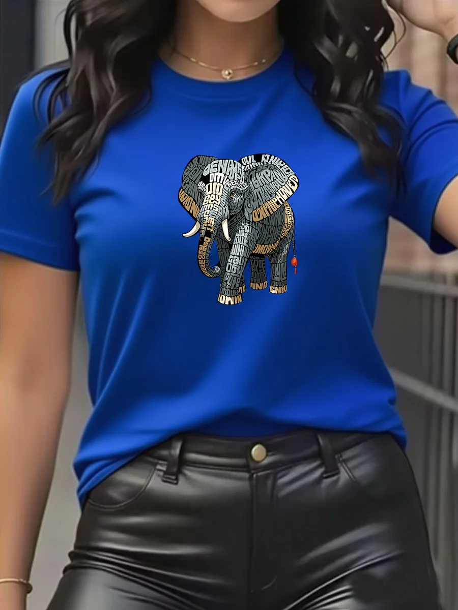 أزياء الصيف العلامة التجارية الفاخرة الفيل طباعة تي شيرت، الرجال والنساء القطن الخالص قصيرة الأكمام تي شيرت، قمة للجنسين.