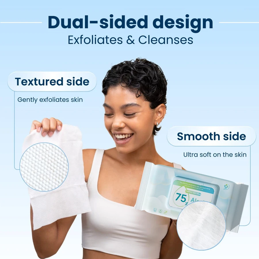 مناديل مطهرة محمولة مناديل مبللة للكحول الصحي بدون تبييض تنظيف طبي للمدرسة والمكتب والسفر في الهواء الطلق