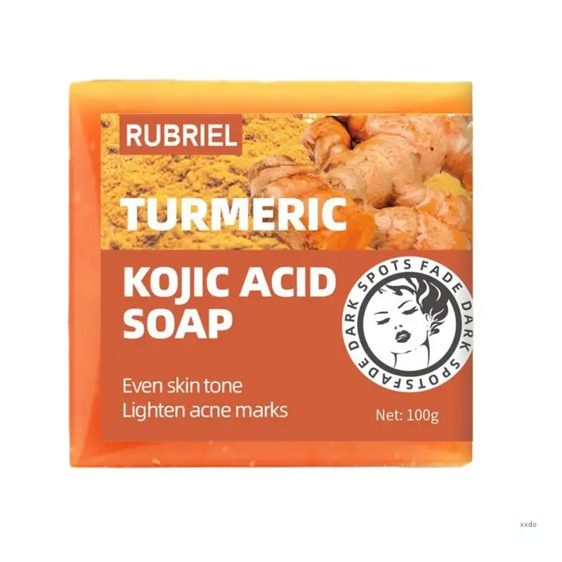 RUBRIEL Kojic Acids Face Body Bath Soap Safe Natural Soap for Men Women Glowing Hydrated Blackheads Removal Makeup Soap