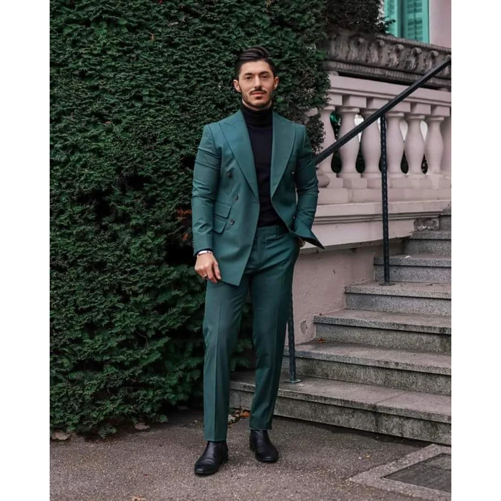 

Handsome Men's Suit Set 2 Pieces Jacket Pants Work Commute Social Party Male Clothing Banquet Custom