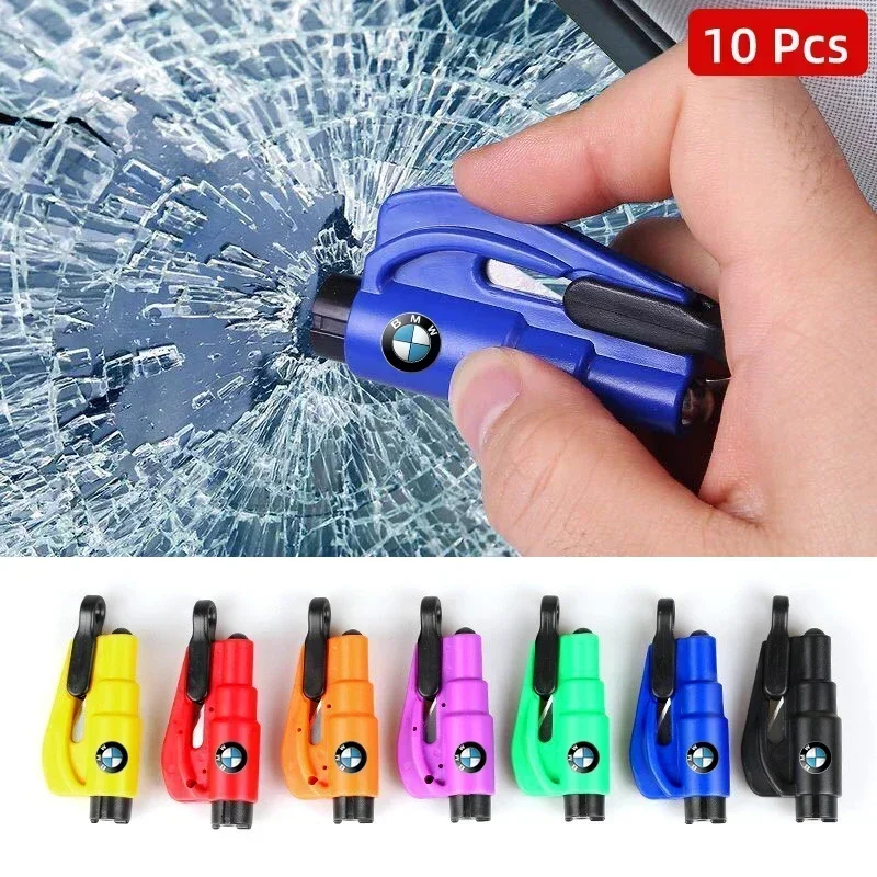 10pcs 2-in-1 Car Safety Hammer Auto Emergency Glass Window Breaker Car Tool BMW 320i 325i 320Li 325Li 330Li X7 X3 X4 X5 X6 E39