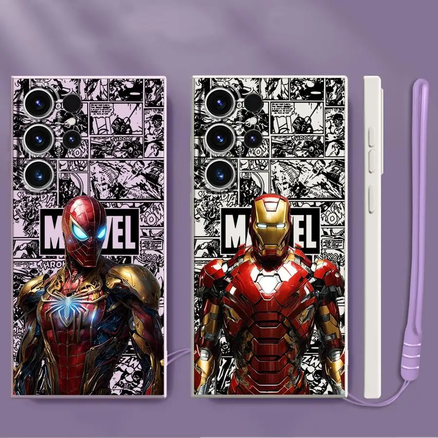 Marvel Ironman Sipiderman Case for Samsung Galaxy S24 FE S23 S21 Plus S20 S22 Ultra Note 20 10 Ultra S25 Edge Soft Cover