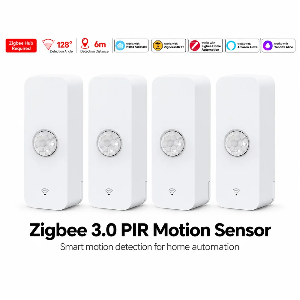 Zigbee 3.0 PIR Motion Sensor Zigbee Hub Required Smart Home Security Works with Home Assistant Yandex Alexa ZHA Zigbee2MQTT
