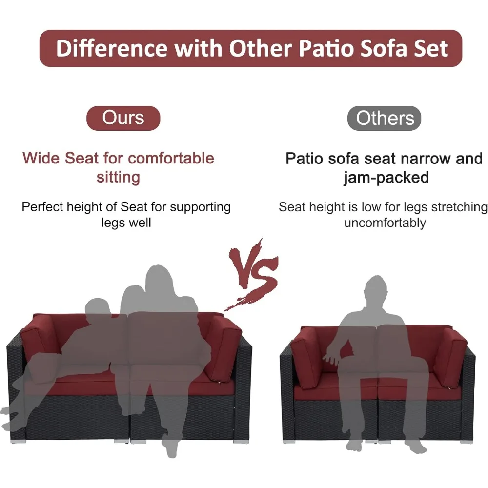 7-delige terrasmeubilair PE rieten rotan sectionele conversatie bankstel,