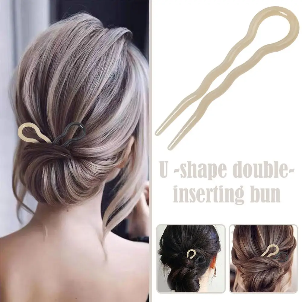 Retro Hair Bun U-Shaped Hair Sticks Clip Barrettes Double Prong Hair Sticks Woman Girls Ponytail Hair Forks Updo Bun Hair Sticks