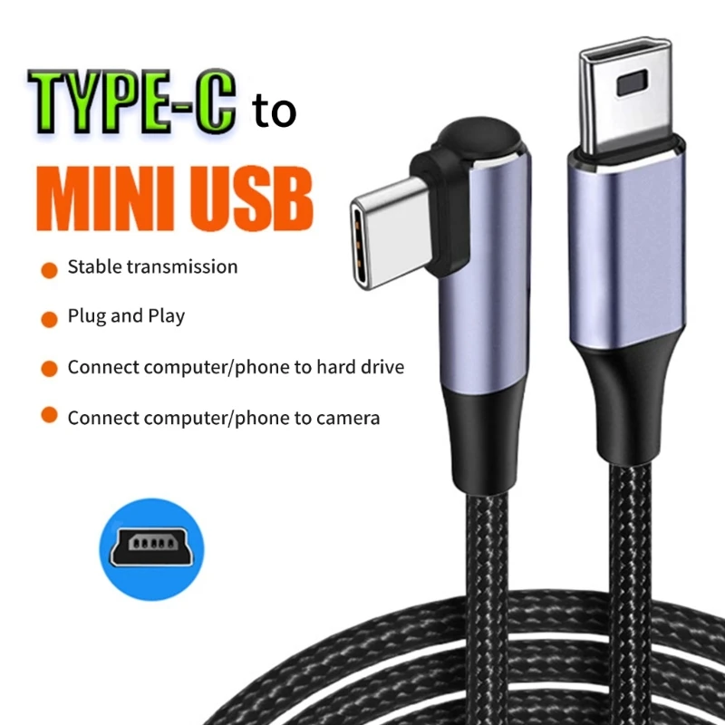 USB TypeC To Mini USB Cable Quick Charging Data Sync USB-C to Mini Micro USB OTG Cord for Digital Camera MP3 Player GPS Receiver