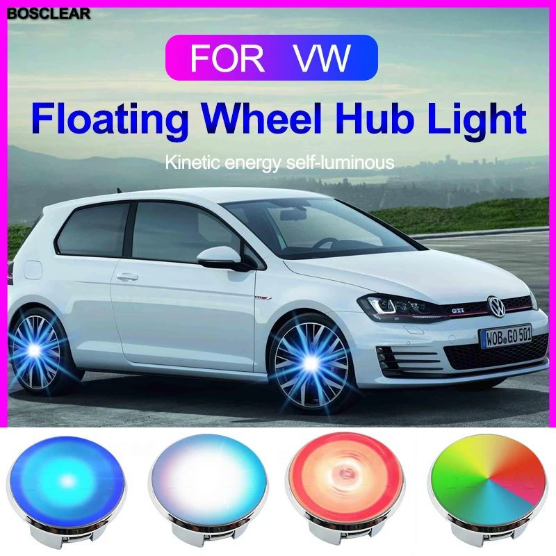 4pcs Hub Led Lights Cap Car Floating Illumination Wheel Center Covers Caps For vw Volkswagen golf4/6/7 toutan passat tiguan polo