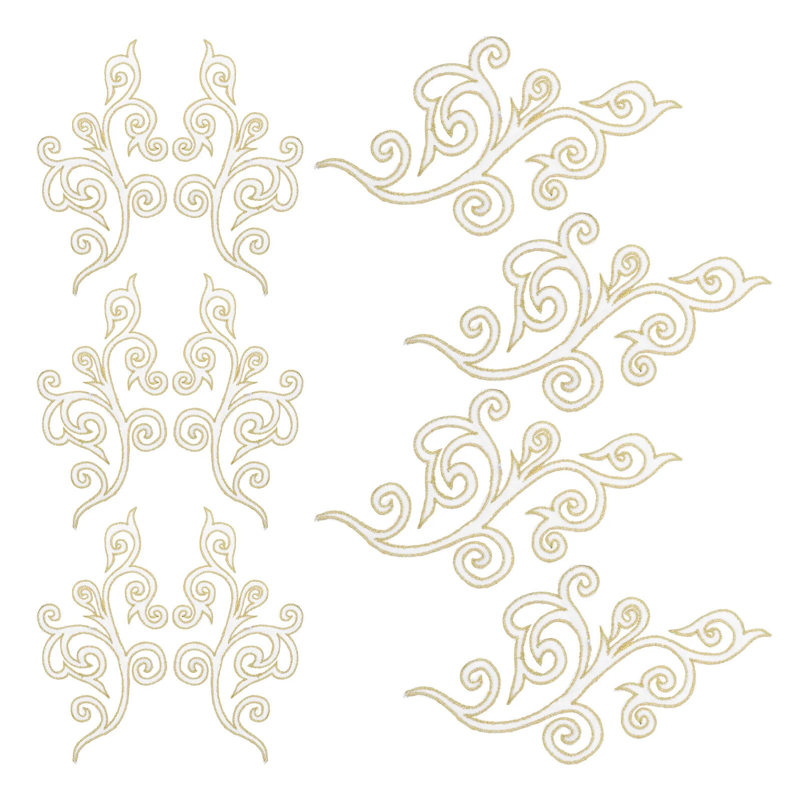 

10Pcs Back Adhesive Embroidered Flower Patches Gold Trim DIY Wedding Dress Costume Accessories Elegant Decor Gold Trim Ribbon