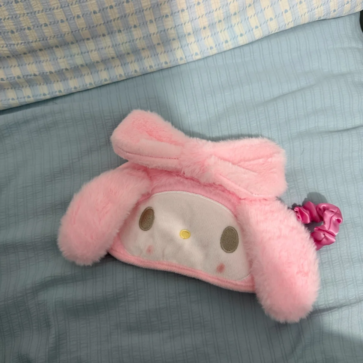 Sanrio My Melody Big Bow Drooping Rabbit Ears Elasticity Plush Eye Mask Light Blocking Eye Protection Travel Business Trip Rest