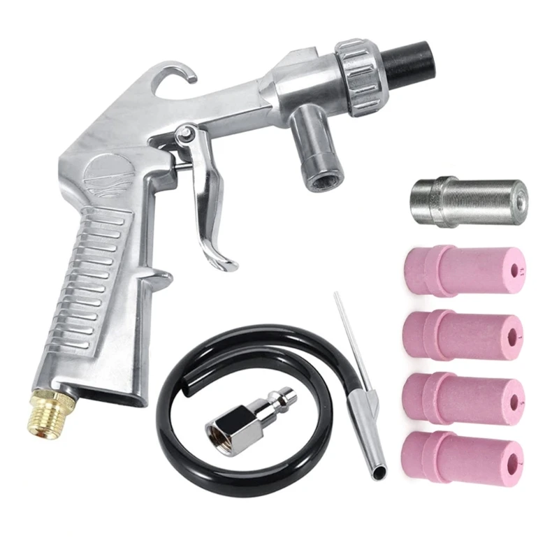 

Air Sand Blaster with Hose and Ceramic Nozzles Sandblasting Tool for Surface Polishing Easy to Use