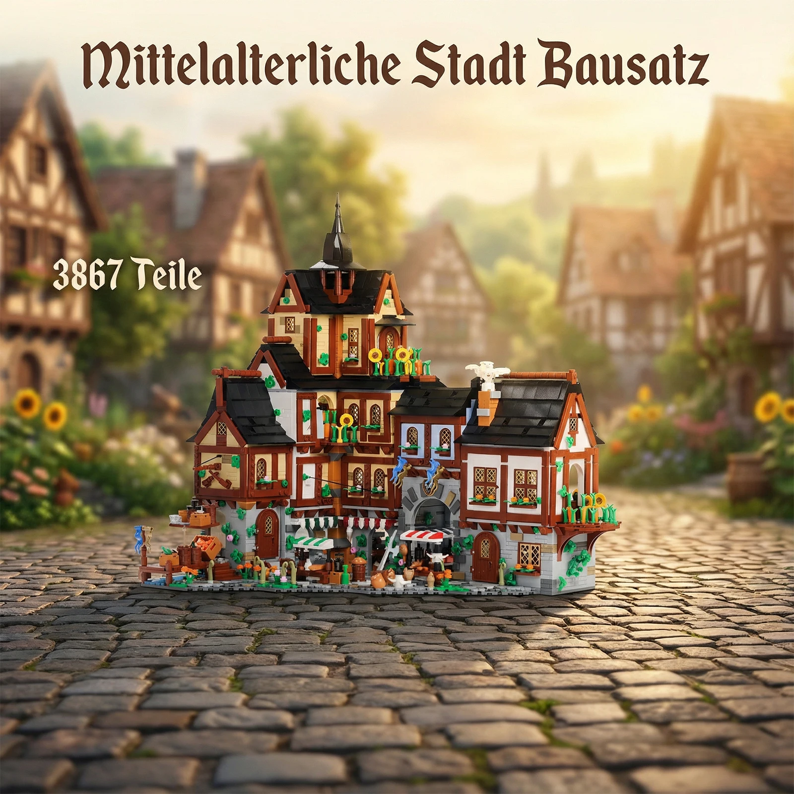 

3867PCS Europe Towns Buildings Blocks Set for Adults,Medieval Village Model Collect Display Assembly Toys Gift Home Decortion