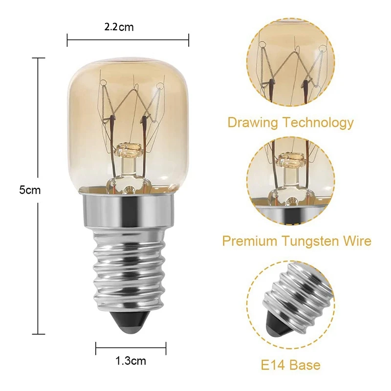 Oven Bulb,4Pcs E14 Oven 15W,Oven Bulb, SES Cap Clear Pac Pygmy Oven Lamp,E14 Resistant Up To 300 Celsius Light For Oven