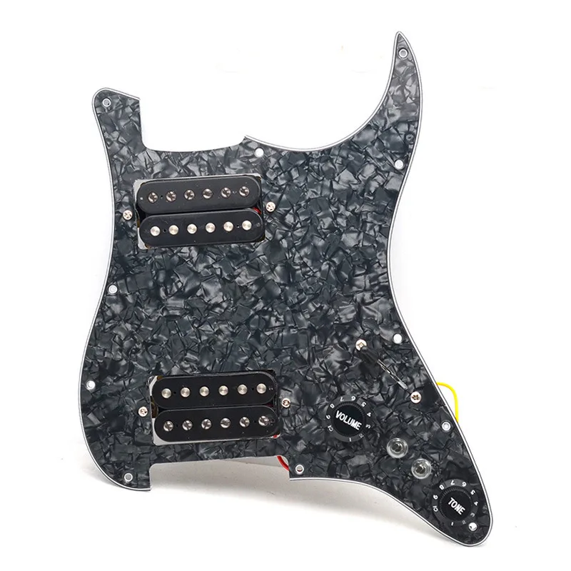 Electric Guitar HH Pickguard Assembly Alnico V Humbucker Pickup Set 3-Ply PVC Loaded Pickguard Prewired Scratch Plate