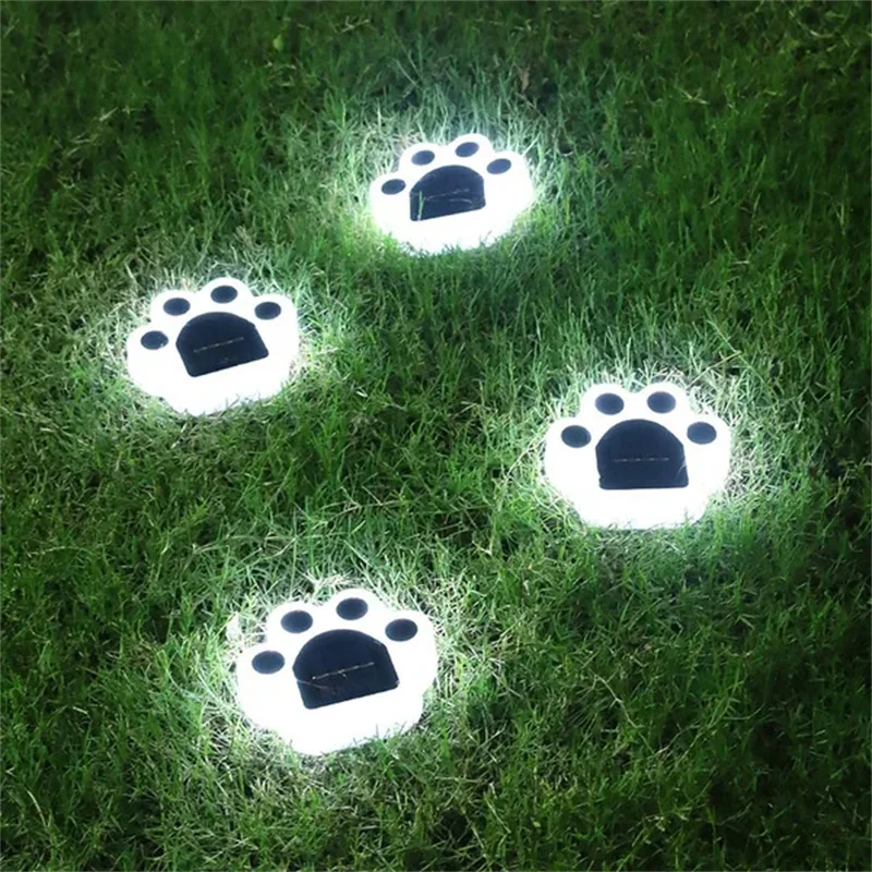 Solar LED Animal Print Lights, Outdoor Street Light, Cat Paw, Path Lighting, Decoração do jardim