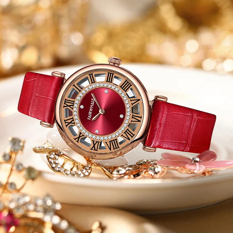 Mark Fairwhale 3580 Leather Women's Quartz Watch Casual Wristwatch Luxury Ladies Watch Gift Watches For Women Clock reloj mujer