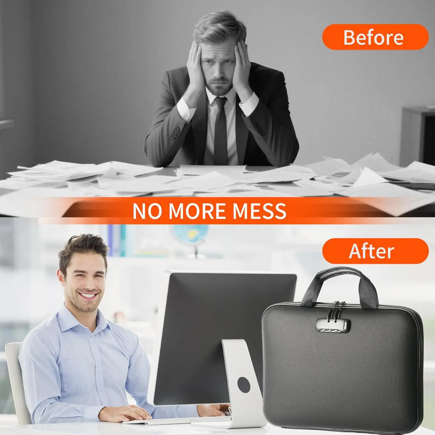A4 Zipper File Bag Waterproof Fireproof Document Bag Foldable Accordion File Pouch Large Capacity Document Storage Bag