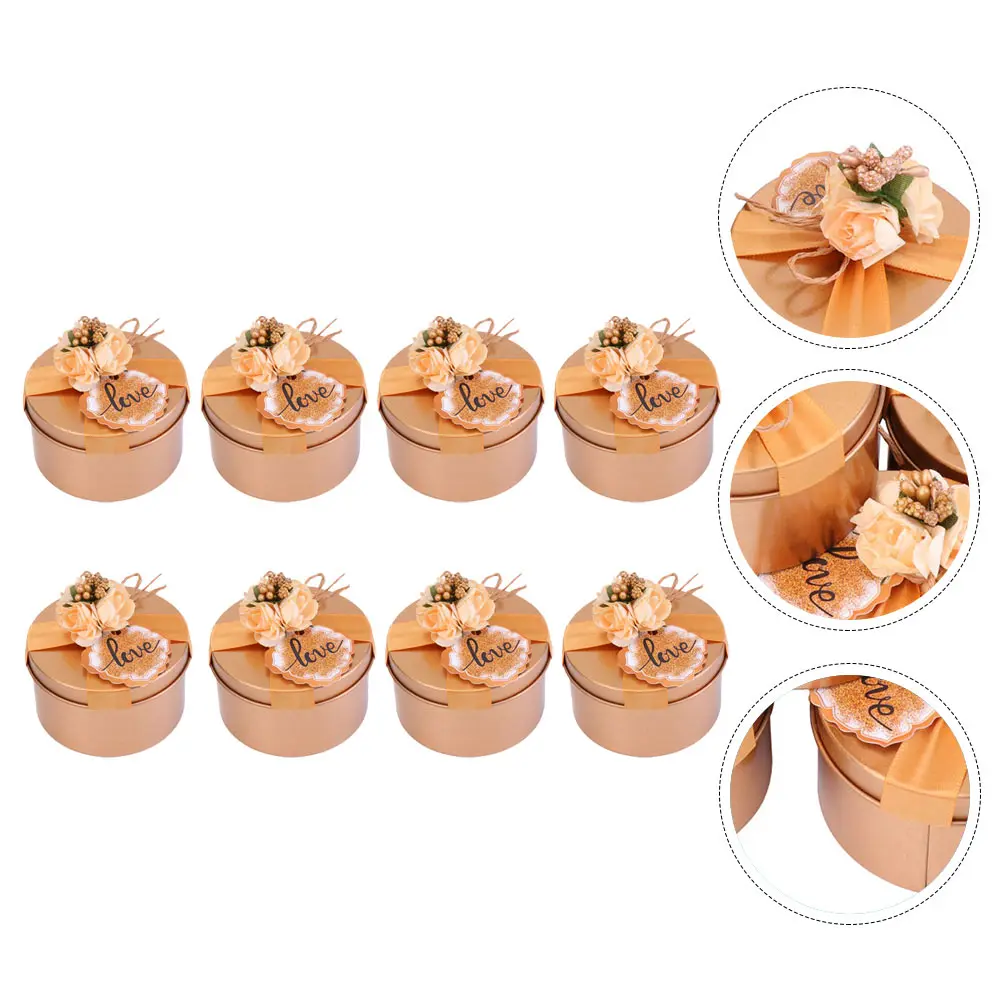 

8pcs Candy Box Wedding Gift Boxes Packaging Tinplate Personalized Practical Use Durable Elegant Fashionable Sweet Happy