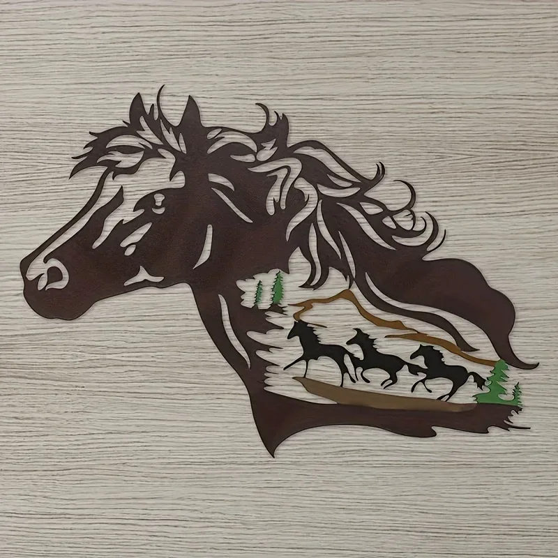 

metal iron Metal Iron Western Horse Shadow Home Brown Wall Mounted Decor Running Horse Livingroom Bedroom Bathroom Background De