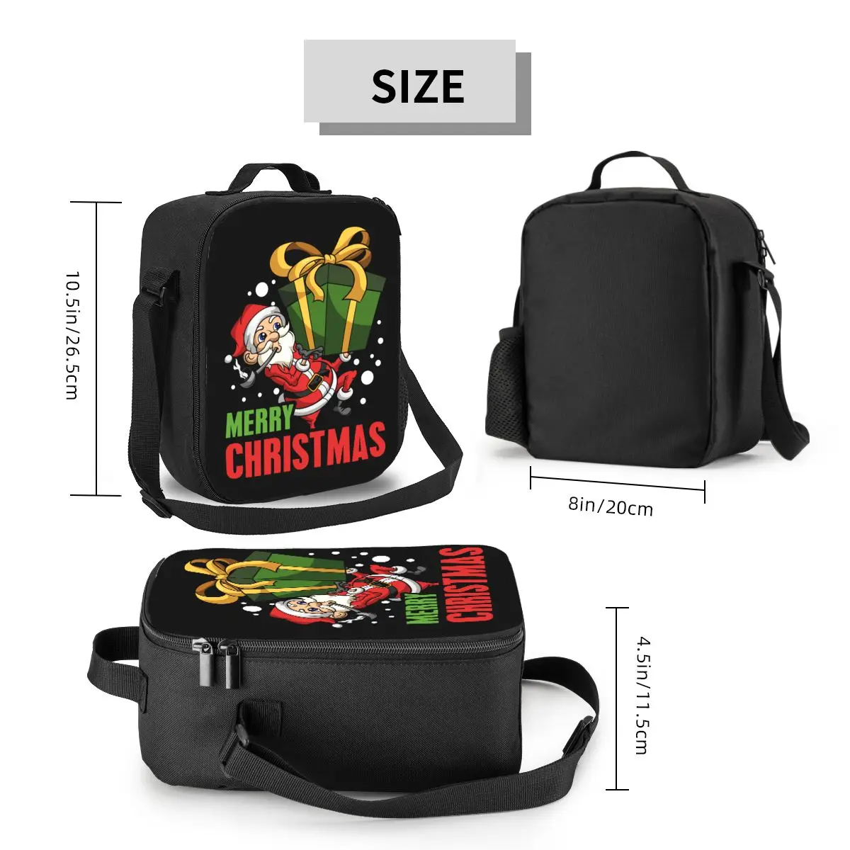 Happy Santa Claus Thermal Lunch Bag Frohe Weihnachten festliche Weihnachten wieder verwendbare Lunch-Tasche für Outdoor-Camping Reisen Bento Food Box