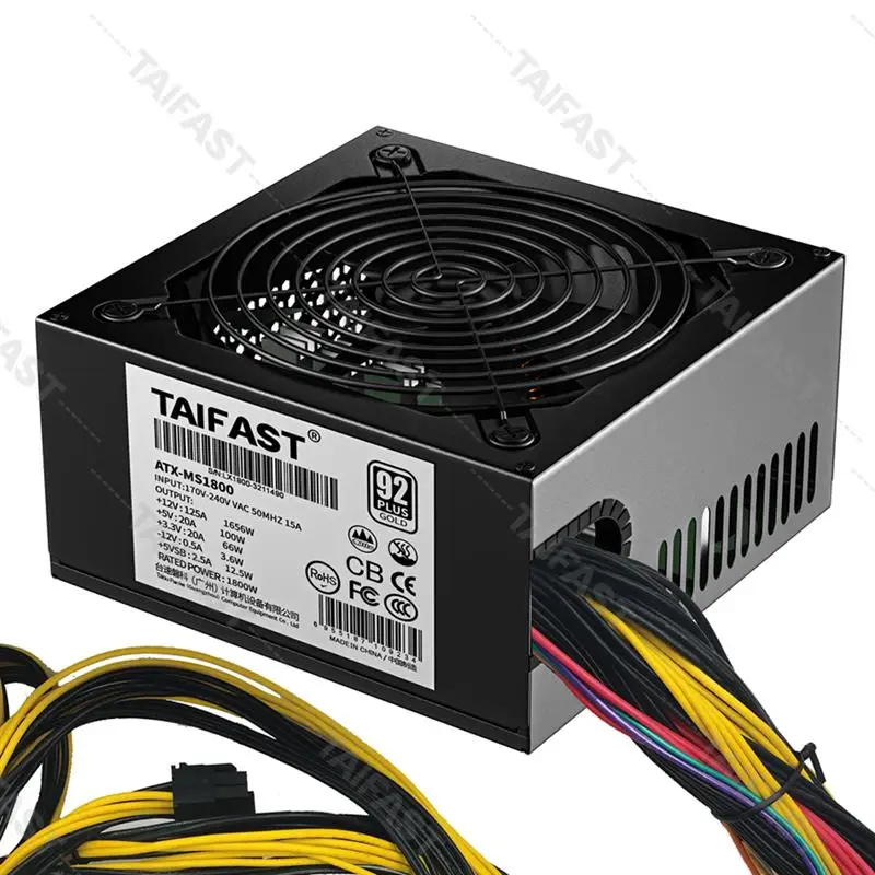 

Go Taifast высокоэффективный ATX 1800 Вт pico psu 92 PLUS блок питания Майнинг BTC ETH 8GPU Майнер