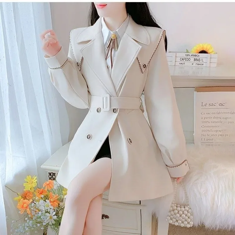 

2026 New Spring Autumn Chic Casual Trenchcoat Women's Overcoat Fashion Slim Mid-Lngth Korean Double-breasted Windbreakers