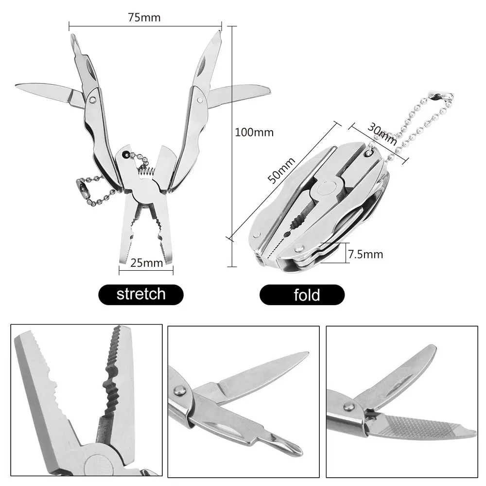 DIYWORK Mini Multi Tool Multitool Pliers Knife Screwdriver Keychain Outdoor Portable Hand Tool