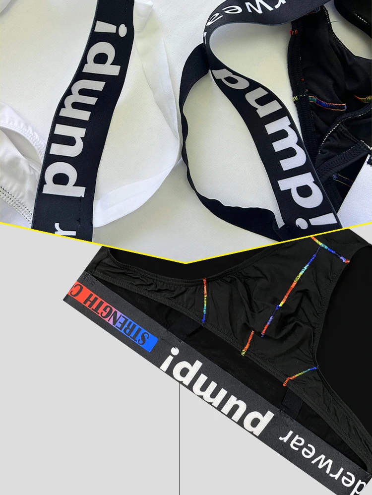 1 PCS Calzoncillos con Tirantes y Bolsa Convexa Transpirable de Modal para Hombre, Cintura Elástica con Estampado de Letras en Contraste, Ropa Interior Diaria de Verano