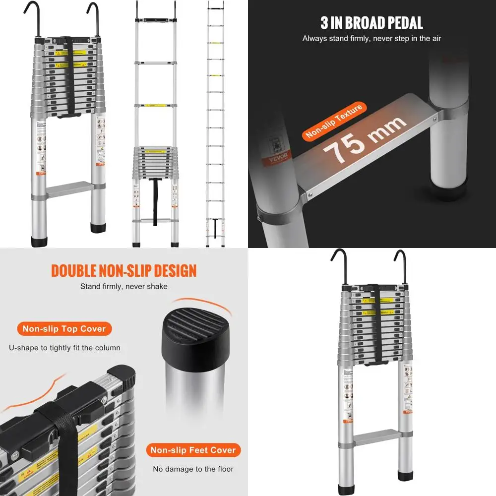 

Алюминиевая удлинительная лестница 18,5 футов емкостью 400 фунтов, складная для легкой портативности и нескользящих ножек для домашнего использования