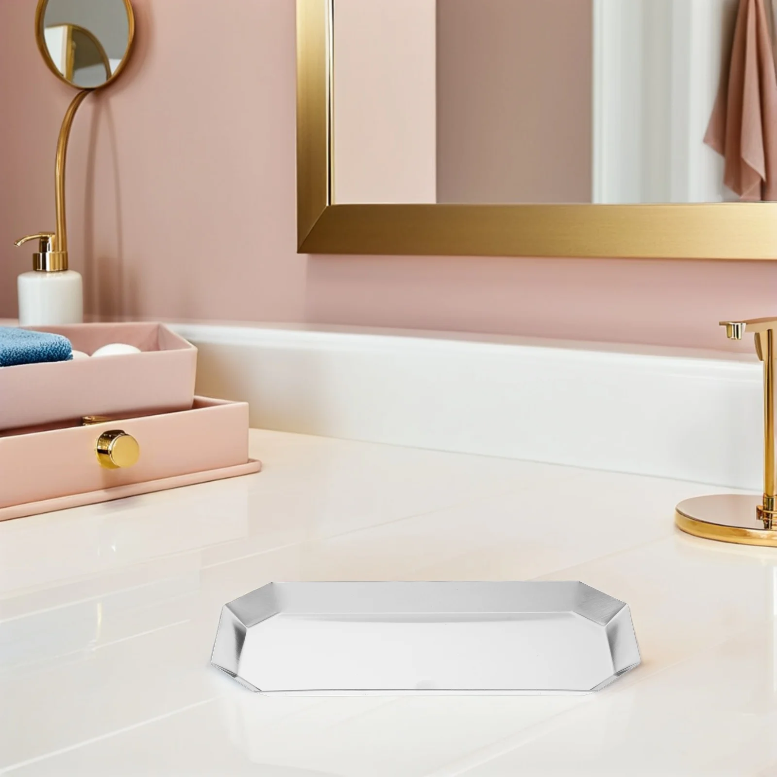 

Thickened Jewelry Tray Dessert Serving Napkin Plate Japanese Sushi Stainless Steel Bathroom Organizer for