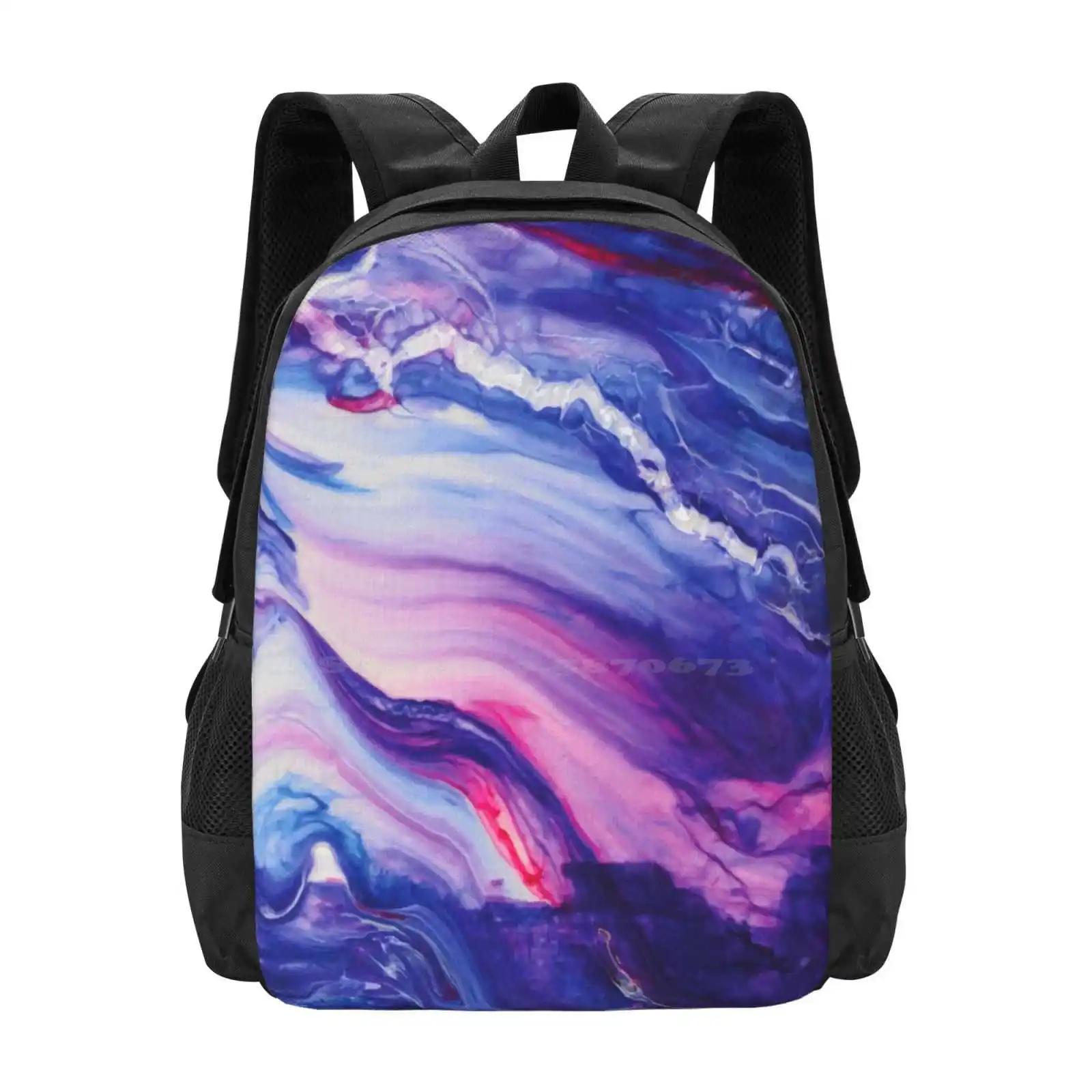 Tranquil Swirls Hybrid Painting Hot Sale Backpack Fashion Bags Modern Contemporary Swirl Acrylic Watercolor Ink Hybrid Love