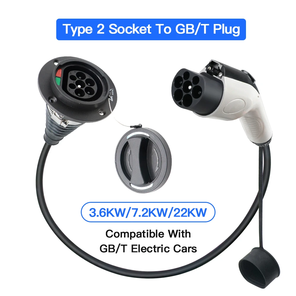 

KOLANKY Type 2 To GB/T EV Charger Connector 32A with 1m Cable EVSE EV Cable Plug To IEC 62196 Socket Charging Adapter