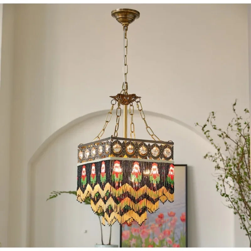 Dining Room Bedroom Chandelier All Copper French High-end Design Rose Lighting