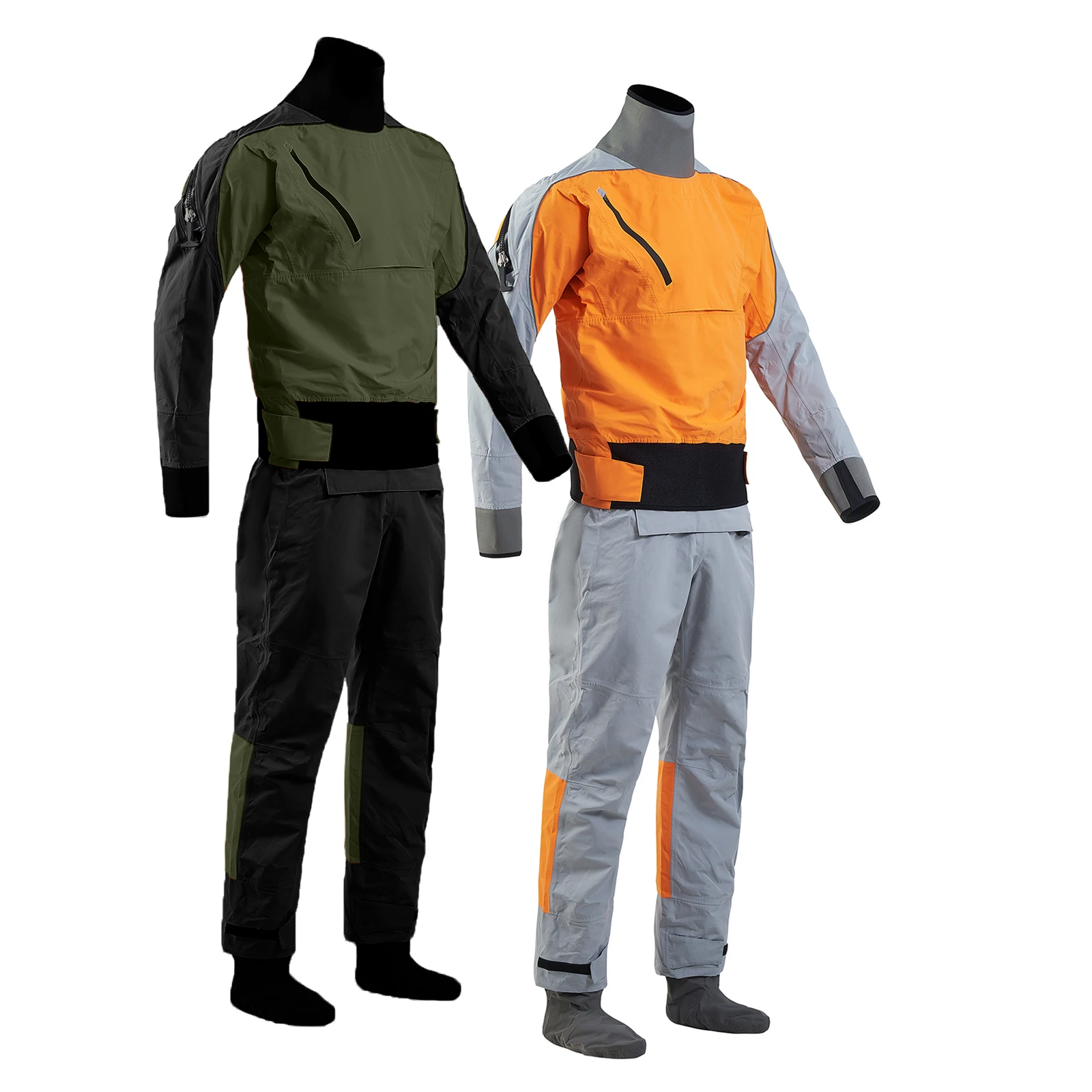 Traje seco de kayak para hombre, de tres capas tela impermeable, látex en el cuello y la muñeca, deportes acuáticos