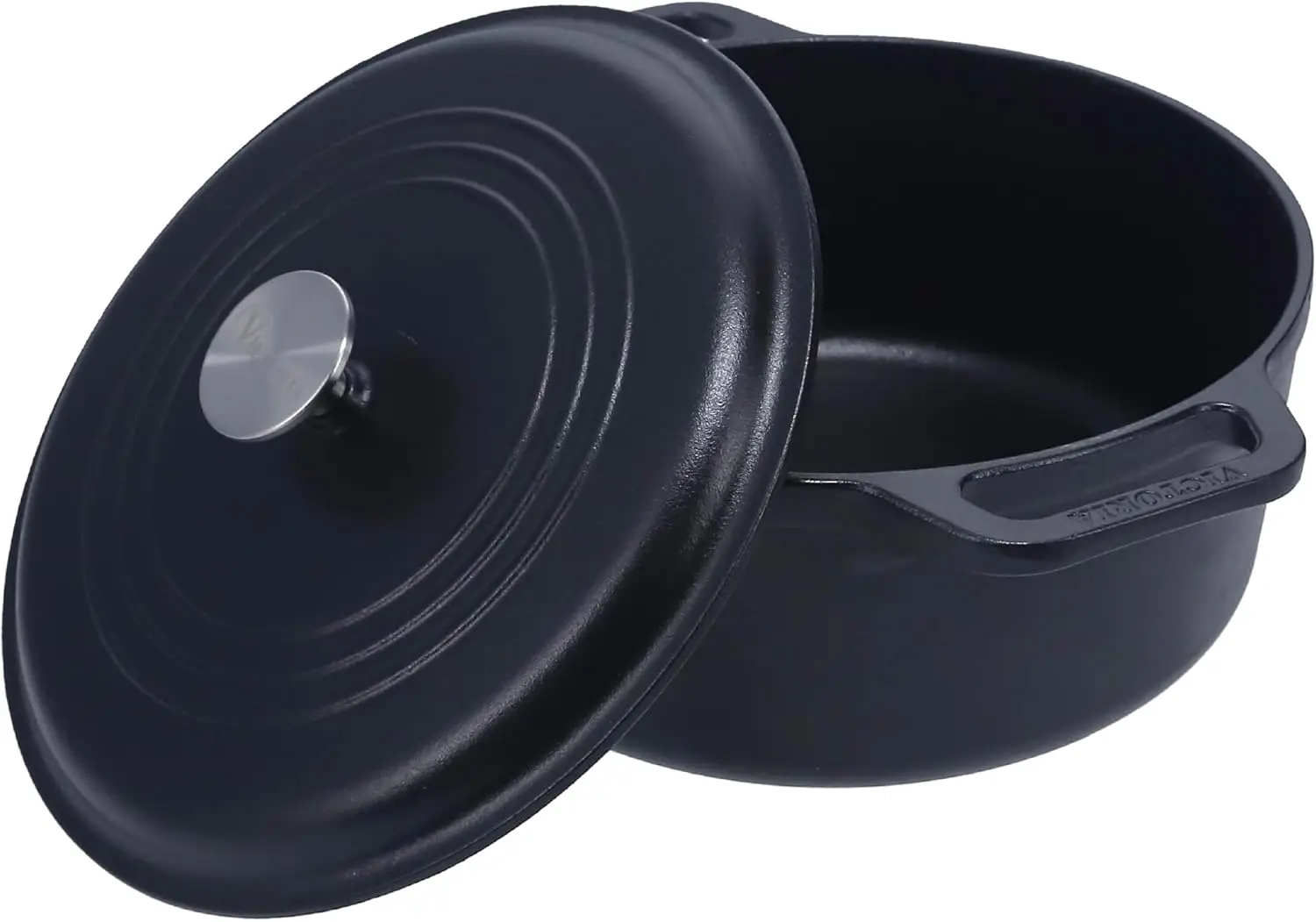 

Cast Iron Large Dutch Oven with Lid and Dual Handles. 7 Quart Pot Seasoned with 100% Kosher Certified Non-GMO Flaxseed Oil