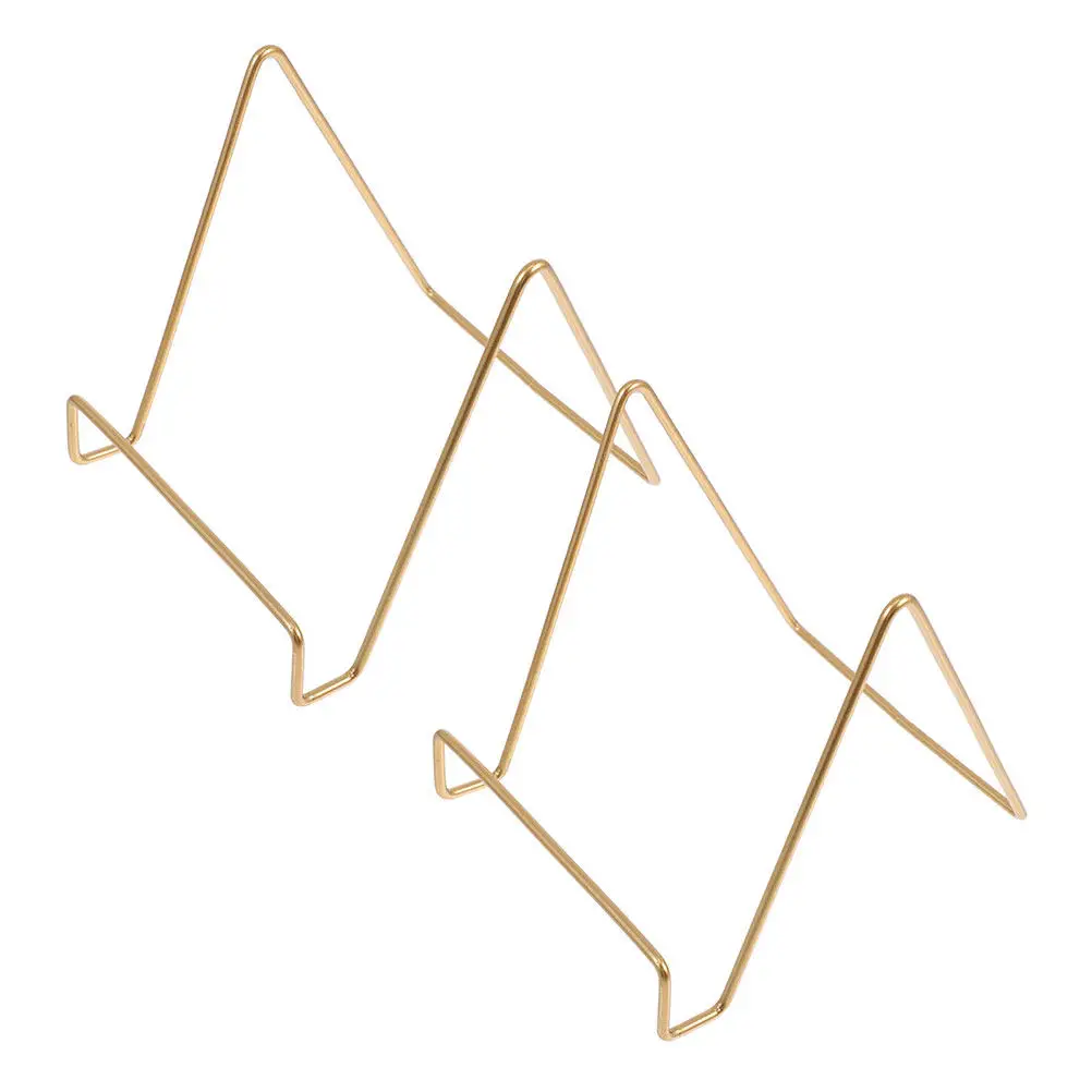 2Pcs Gold Metal Display Stand Multi Functional Plate Book Card Holder Heavy Duty Stable Base Decorative Picture Easel