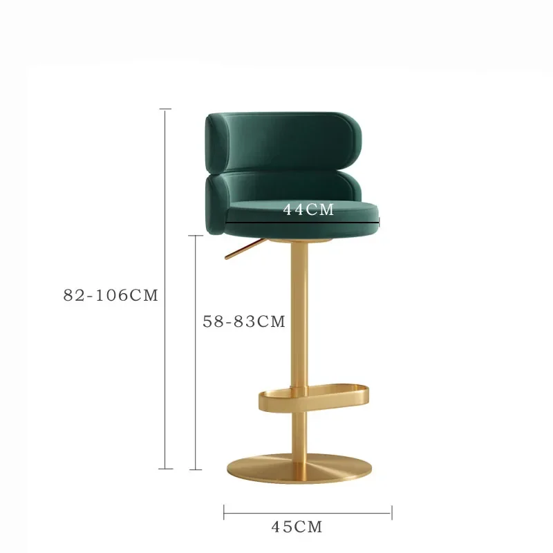 Tabouret de Bar en Velours de Luxe, Design Moderne, Couleur Or, Chaises de ixde Haute Qualité, Meubles Ronds