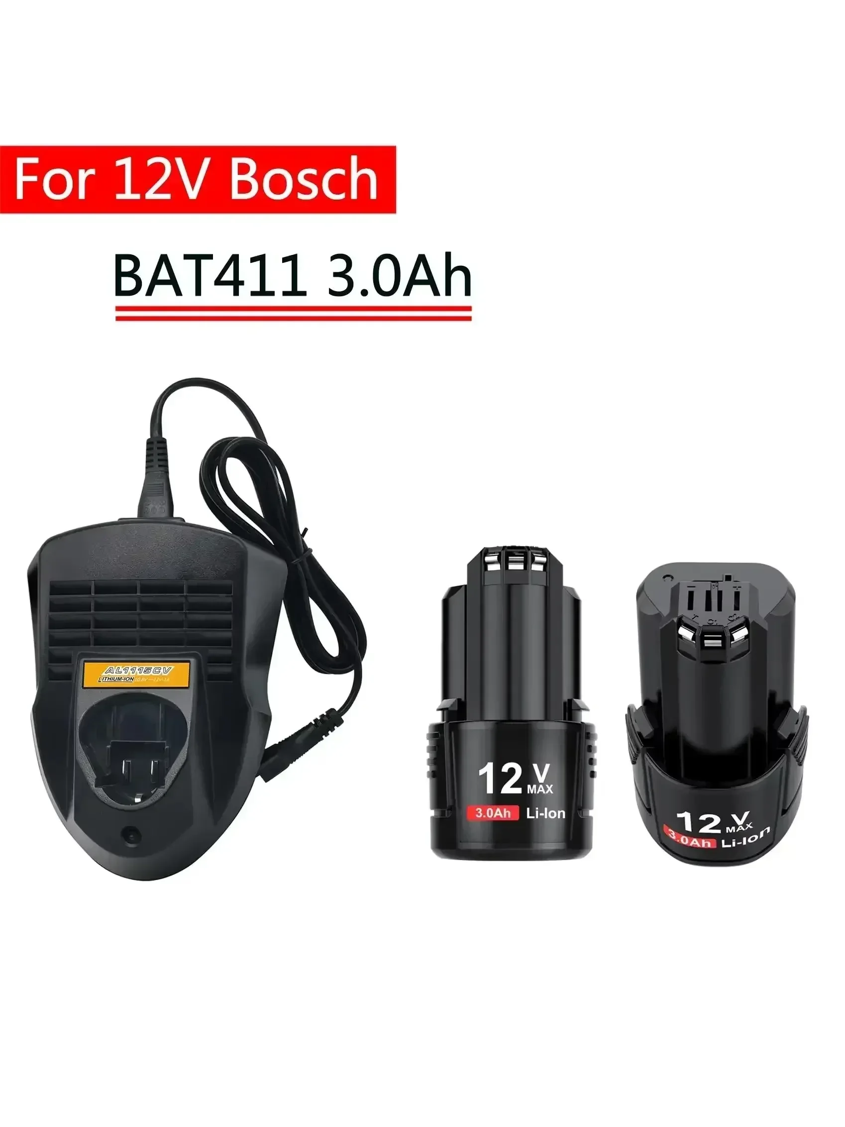 

High Capacity 12V Bosch 3000mAh Replacement Battery for Bosch BAT411 BAT412A BAT413A D-70745GOP 2607336013 2607336014 PS20-2