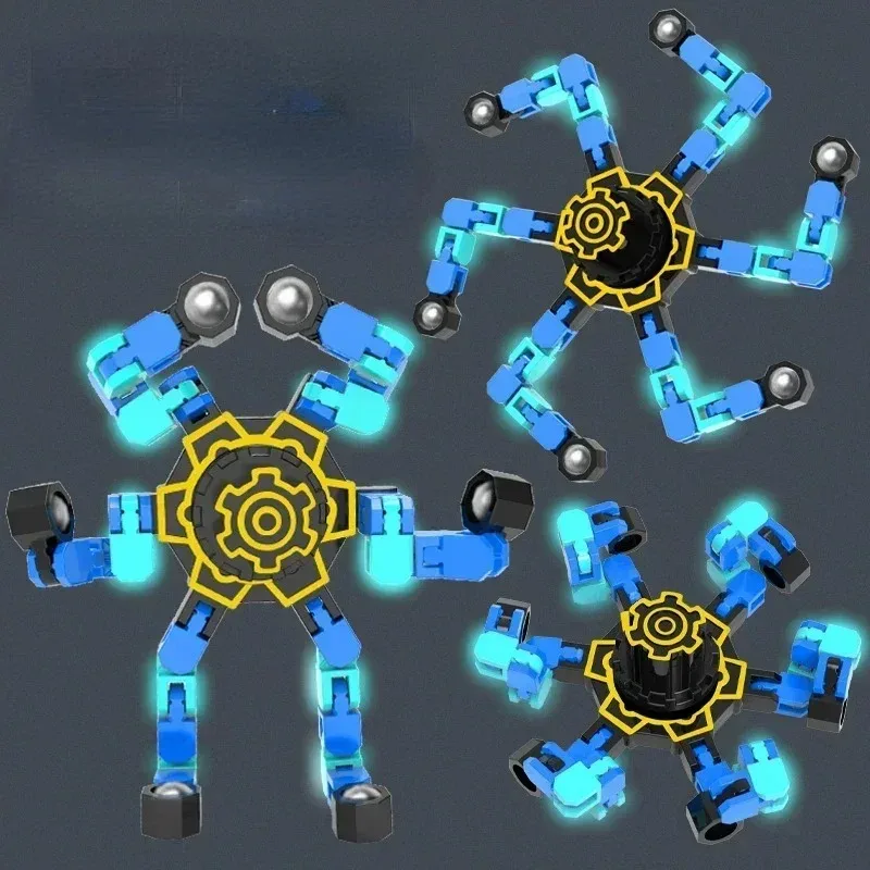 Spinner Luminoso Deformabile Antistress per Bambini e Adulti, Giocattolo Sensoriale Rotante Impilabile Anti-Ansia